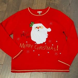 Womens Size Medium 7/9 Christmas Sweater, Ugly Christmas Sweater, Santa Sweater